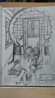 Memories of the kids at the cabin-pencil on paper