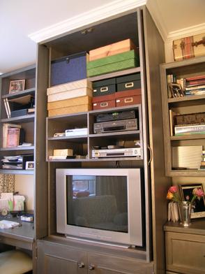 TV unit with pocket doors